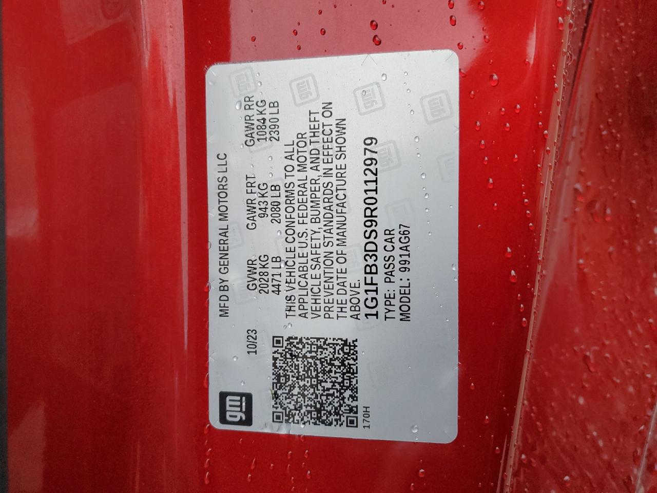 2024 Chevrolet Camaro VIN 1G1FB3DS9R0112979 Copart auction photo, front end damage thumbnail 15