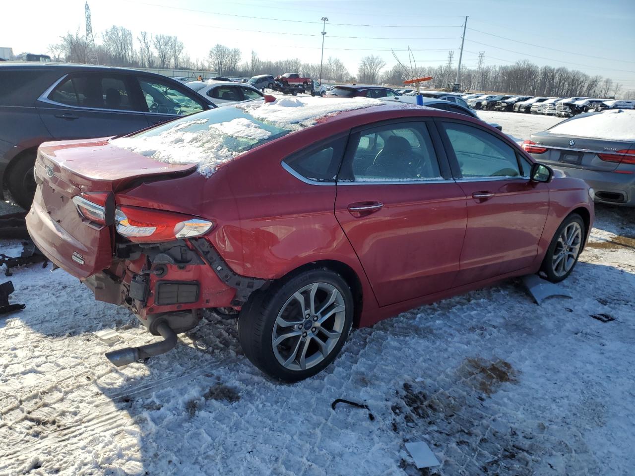 2020 Ford Fusion VIN 3FA6P0CD1LR233061 Copart auction photo, front end / rear end damage thumbnail 3
