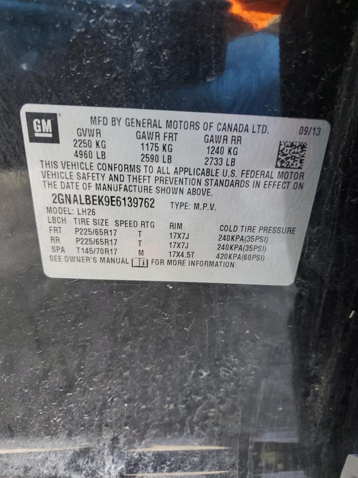 2014 Chevrolet Equinox VIN 2GNALBEK9E6139762 Copart auction photo, side damage thumbnail 13