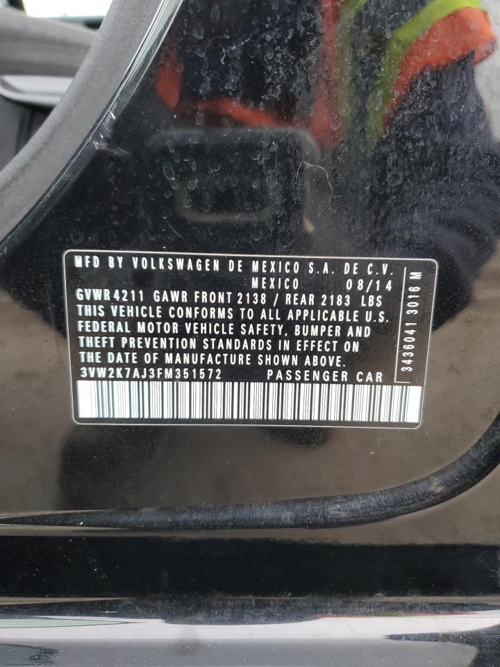 2015 Volkswagen Jetta VIN 3VW2K7AJ3FM351572 Copart auction photo, front end damage thumbnail 12