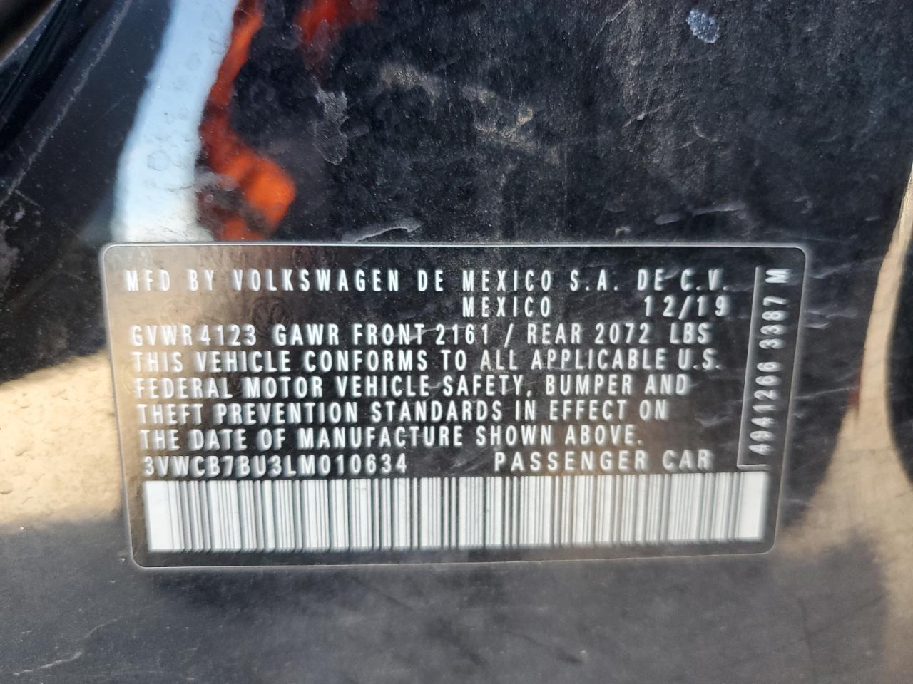 2020 Volkswagen Jetta VIN 3VWCB7BU3LM010634 Copart auction photo, front end damage thumbnail 13