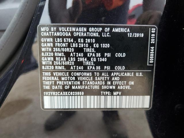 2019 Volkswagen Atlas VIN 1V2YR2CAXKC623859 Copart auction photo, hail damage thumbnail 13