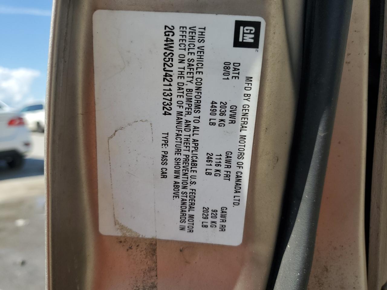 2002 Buick Century VIN 2G4WS52J421137324 Copart auction photo, all over damage thumbnail 13