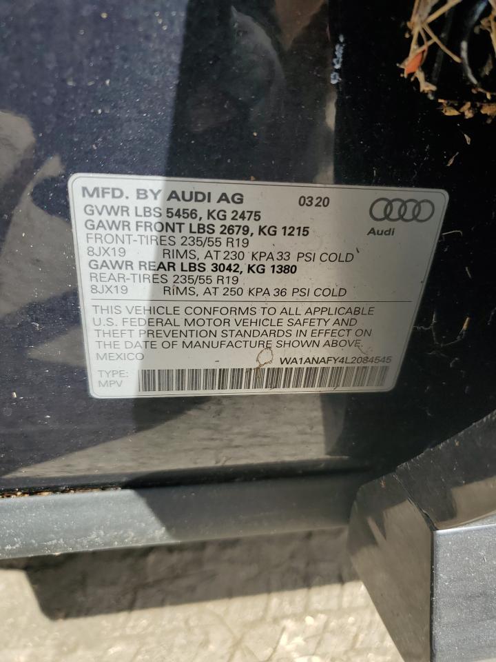 2020 Audi Q5 VIN WA1ANAFY4L2084545 Copart auction photo, water/flood damage thumbnail 14