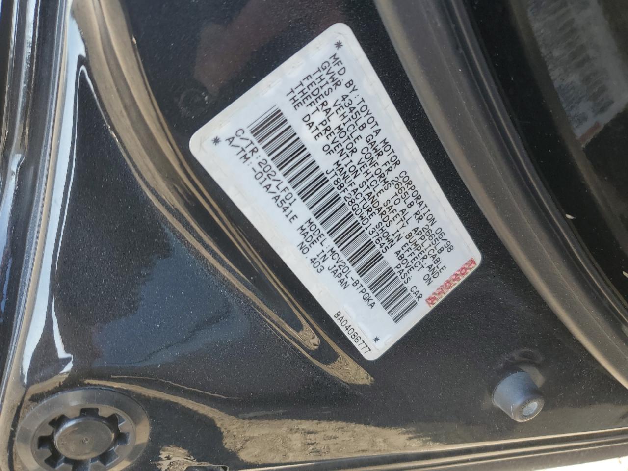 1998 Lexus ES VIN JT8BF28G0W0137645 Copart auction photo, front end damage thumbnail 12