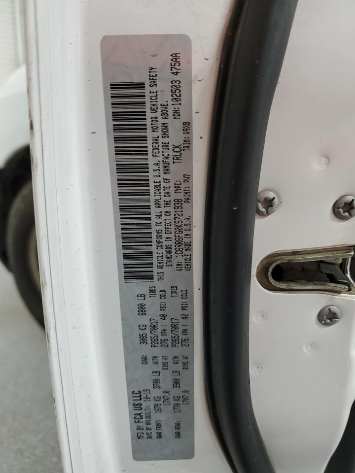 2019 RAM 1500 VIN 1C6RR6FG0KS721938 Copart auction photo, normal wear damage thumbnail 10