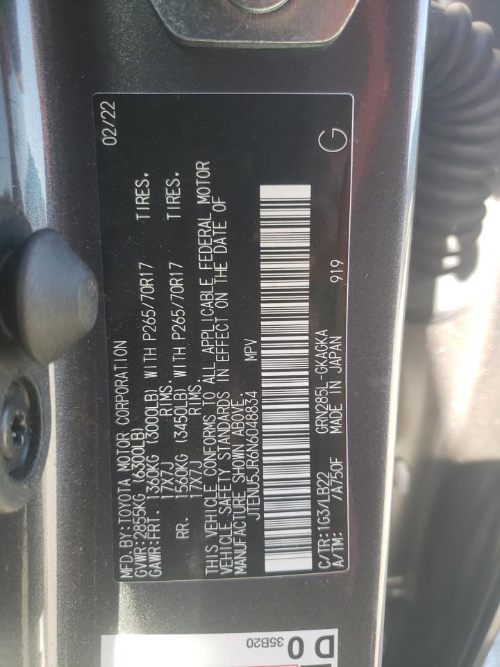2022 Toyota 4Runner VIN JTENU5JR6N6048834 Copart auction photo, rear end / undercarriage damage thumbnail 13