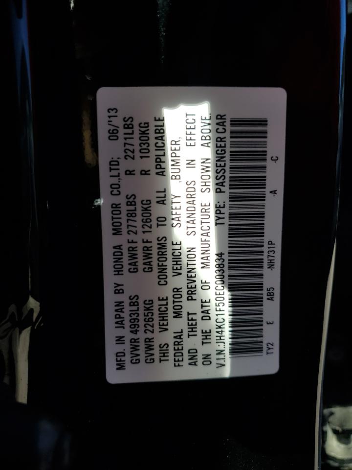 2014 Acura RLX VIN JH4KC1F50EC003834 Copart auction photo, front end / side damage thumbnail 13