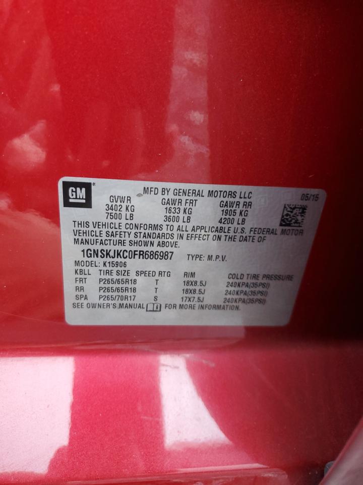 2015 Chevrolet Suburban VIN 1GNSKJKC0FR686987 Copart auction photo, front end / minor dent/scratches damage thumbnail 15