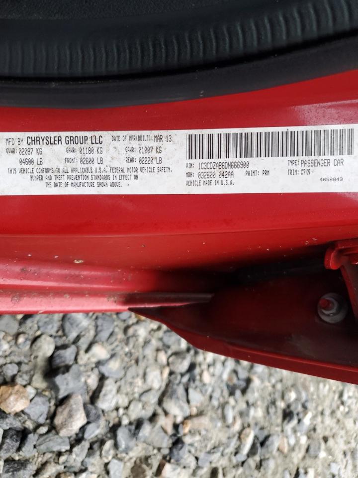 2013 Dodge Avenger VIN 1C3CDZAB6DN666900 Copart auction photo, normal wear damage thumbnail 12