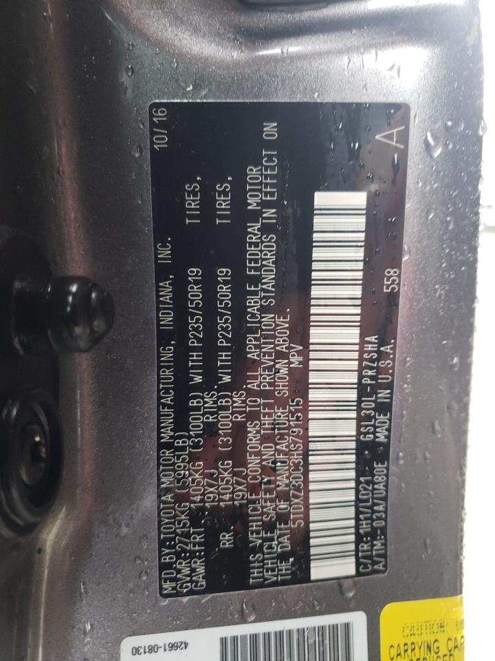 2017 Toyota Sienna VIN 5TDXZ3DC3HS791515 Copart auction photo, front end damage thumbnail 13