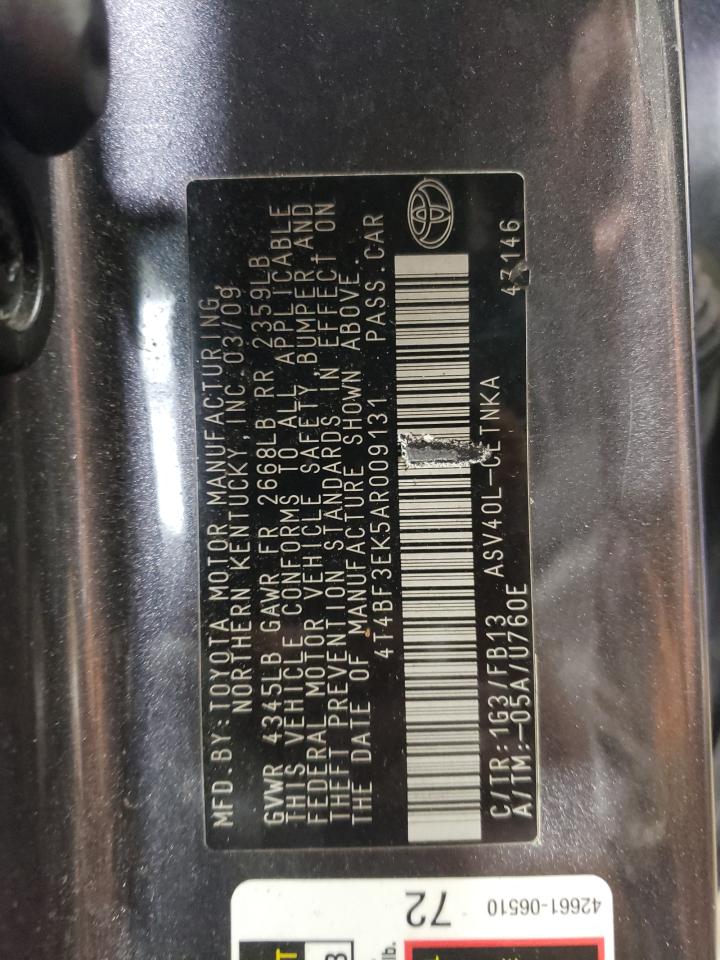 2010 Toyota Camry VIN 4T4BF3EK5AR009131 Copart auction photo, front end damage thumbnail 12
