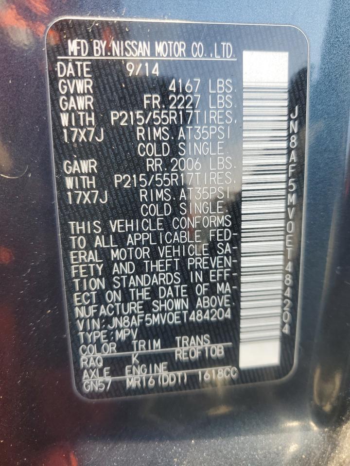 2014 Nissan Juke VIN JN8AF5MV0ET484204 Copart auction photo, front end / side damage thumbnail 12
