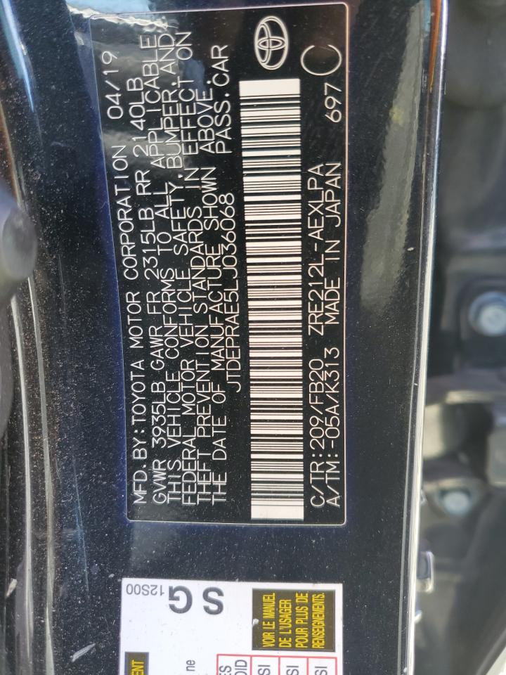 2020 Toyota Corolla VIN JTDEPRAE5LJ036068 Copart auction photo, front end damage thumbnail 14