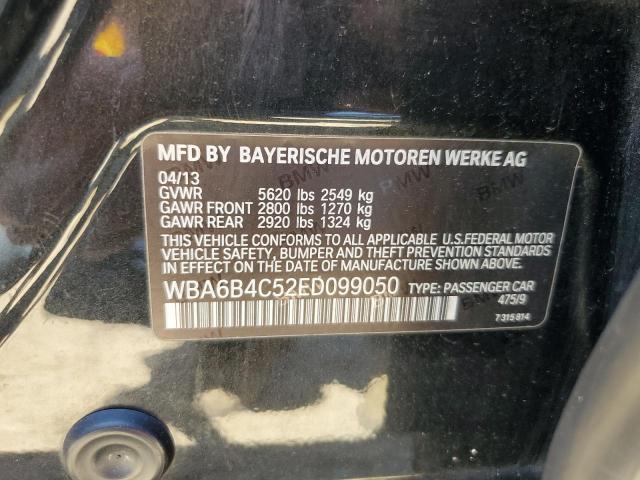 2014 BMW 6er VIN WBA6B4C52ED099050 Copart auction photo, front end / minor dent/scratches damage thumbnail 12