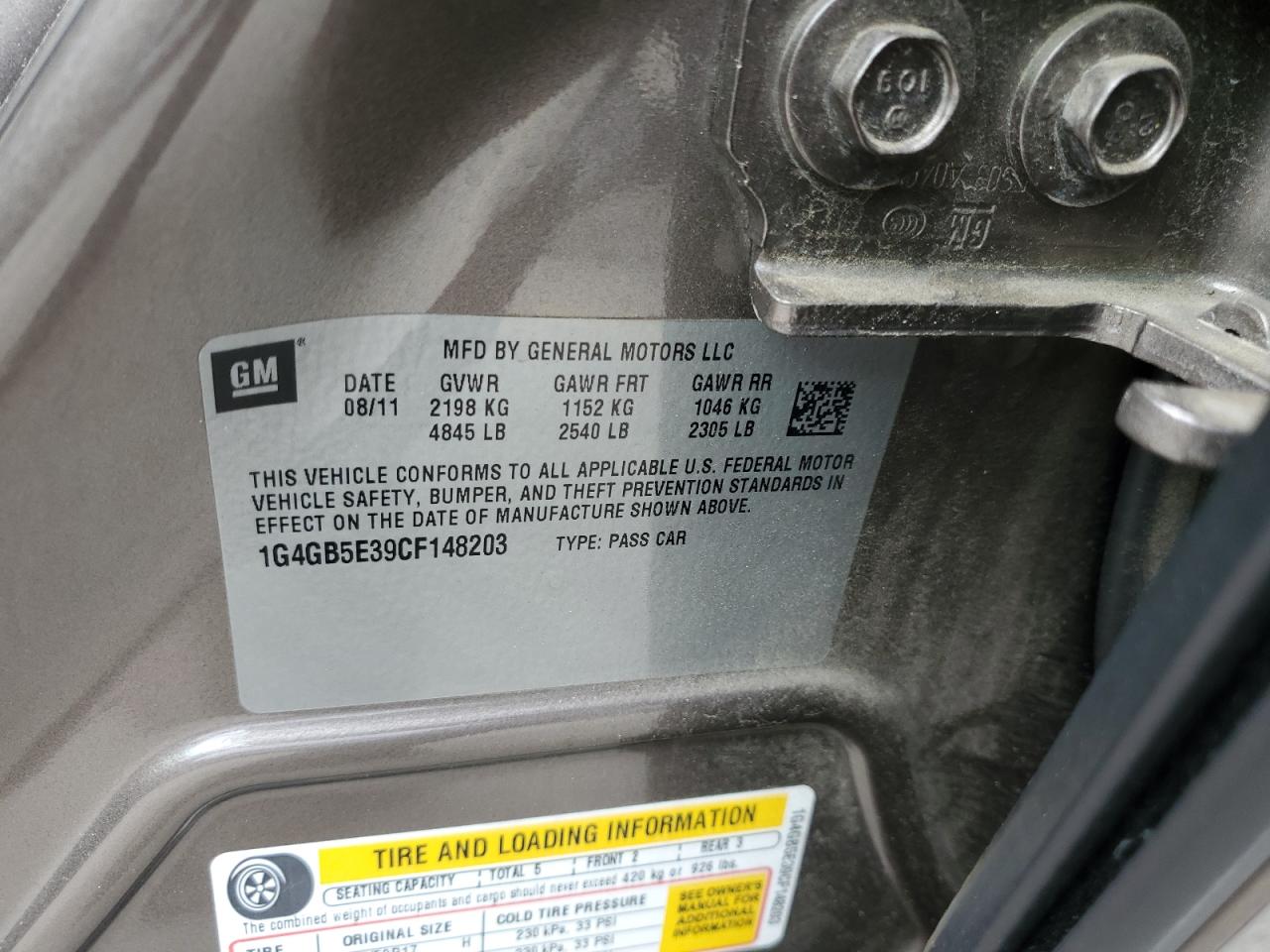 2012 Buick LaCrosse VIN 1G4GB5E39CF148203 Copart auction photo, front end damage thumbnail 13