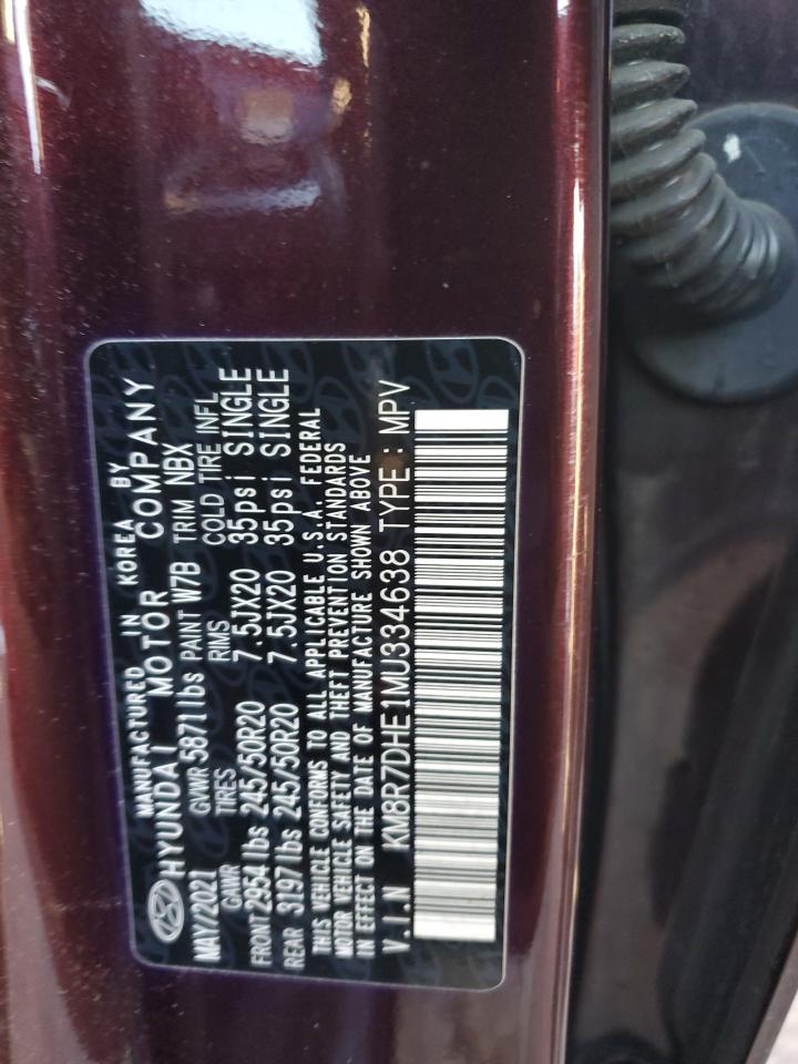 2021 Hyundai Palisade VIN KM8R7DHE1MU334638 Copart auction photo, front end damage thumbnail 14