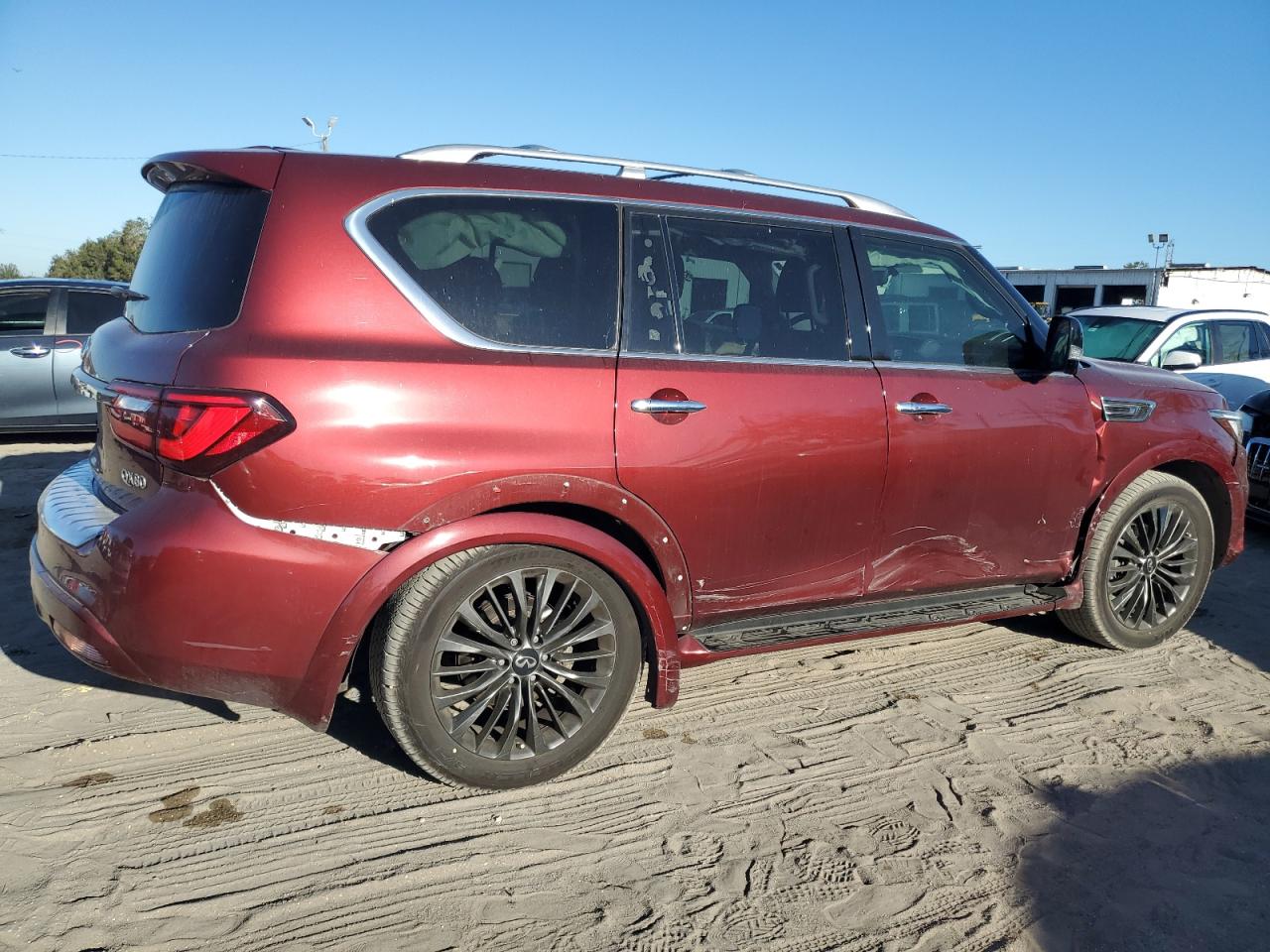2021 Infiniti QX80 VIN JN8AZ2AF2M9717210 Copart auction photo, side damage thumbnail 3