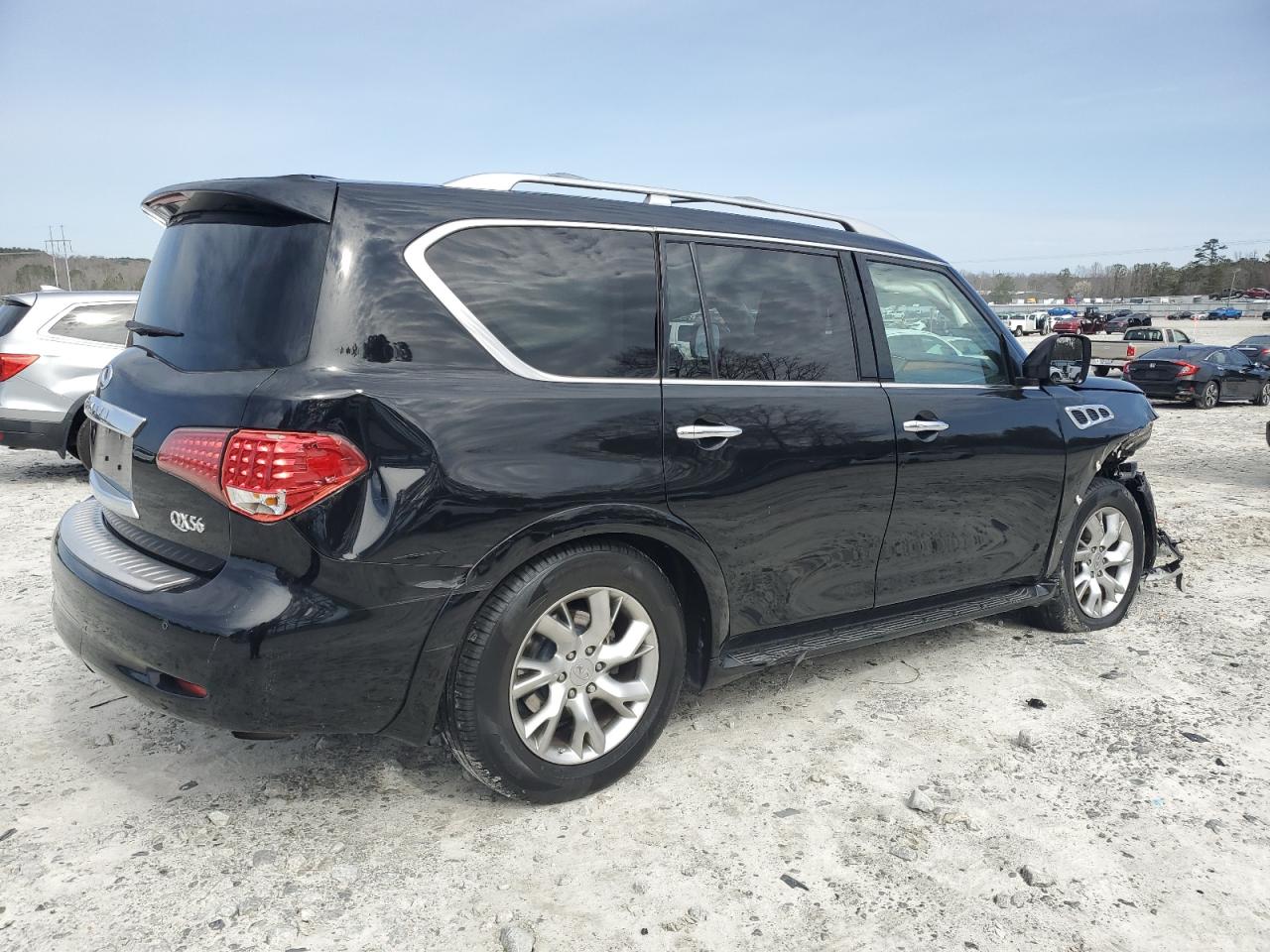 2012 Infiniti QX56 VIN JN8AZ2NE4C9019455 Copart auction photo, front end / rear end damage thumbnail 3