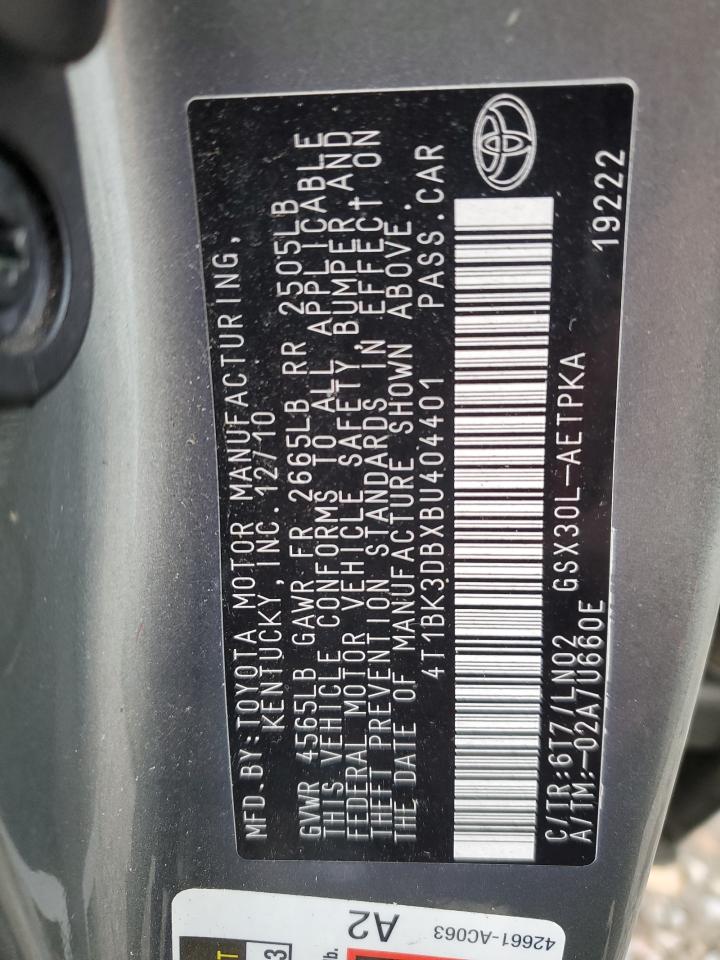2011 Toyota Avalon VIN 4T1BK3DBXBU404401 Copart auction photo, front end damage thumbnail 12
