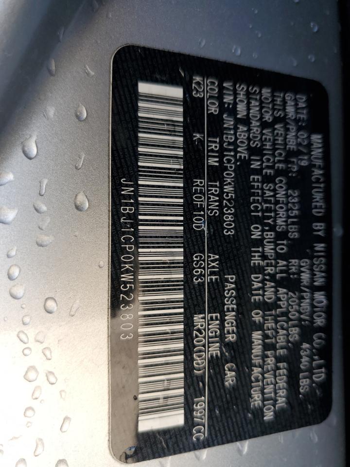 2019 Nissan Rogue VIN JN1BJ1CP0KW523803 Copart auction photo, rear end damage thumbnail 13