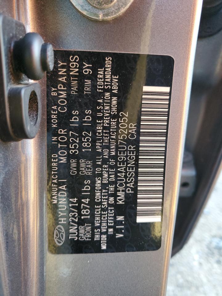 2014 Hyundai Accent VIN KMHCU4AE9EU752052 Copart auction photo, front end damage thumbnail 12