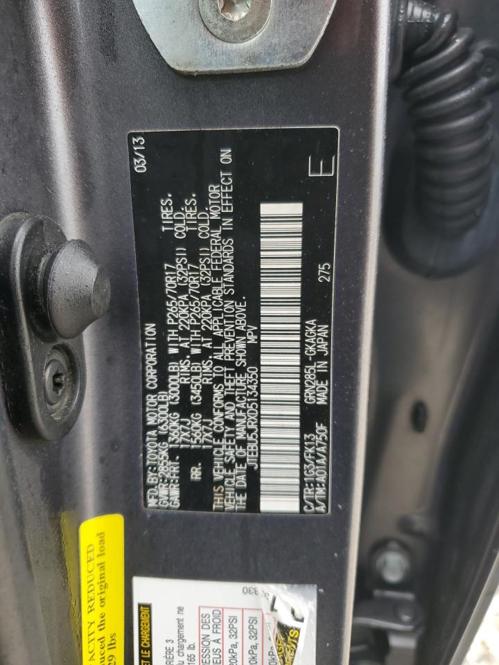 2013 Toyota 4Runner VIN JTEBU5JRXD5134350 Copart auction photo, rear end damage thumbnail 15