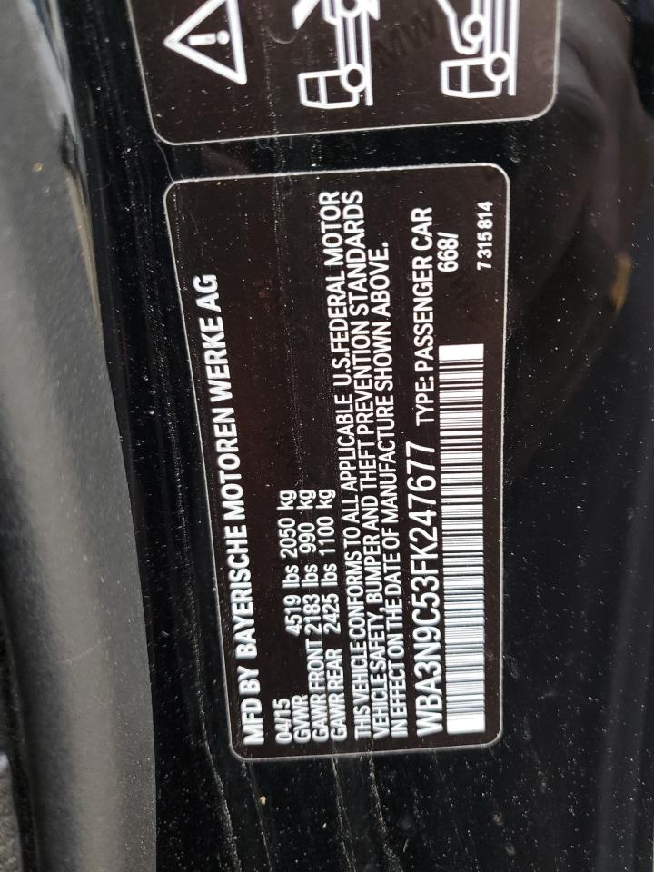 2015 BMW 4er VIN WBA3N9C53FK247677 Copart auction photo, front end damage thumbnail 14