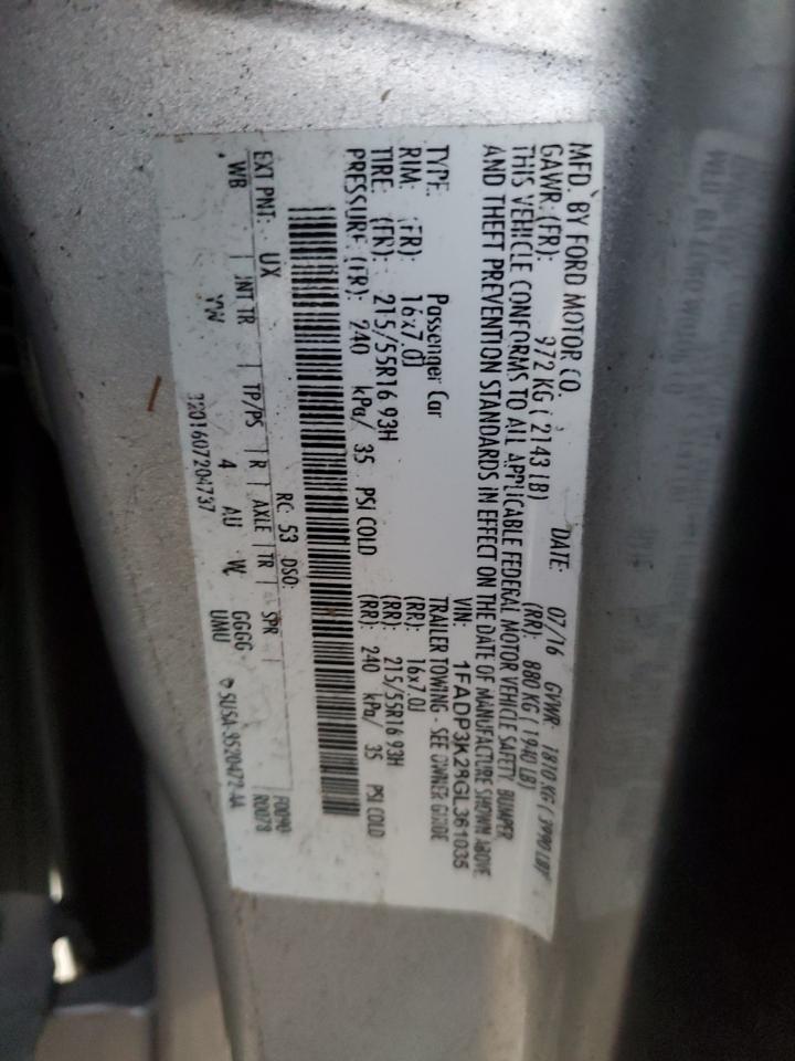 2016 Ford Focus VIN 1FADP3K28GL361035 Copart auction photo, front end damage thumbnail 14