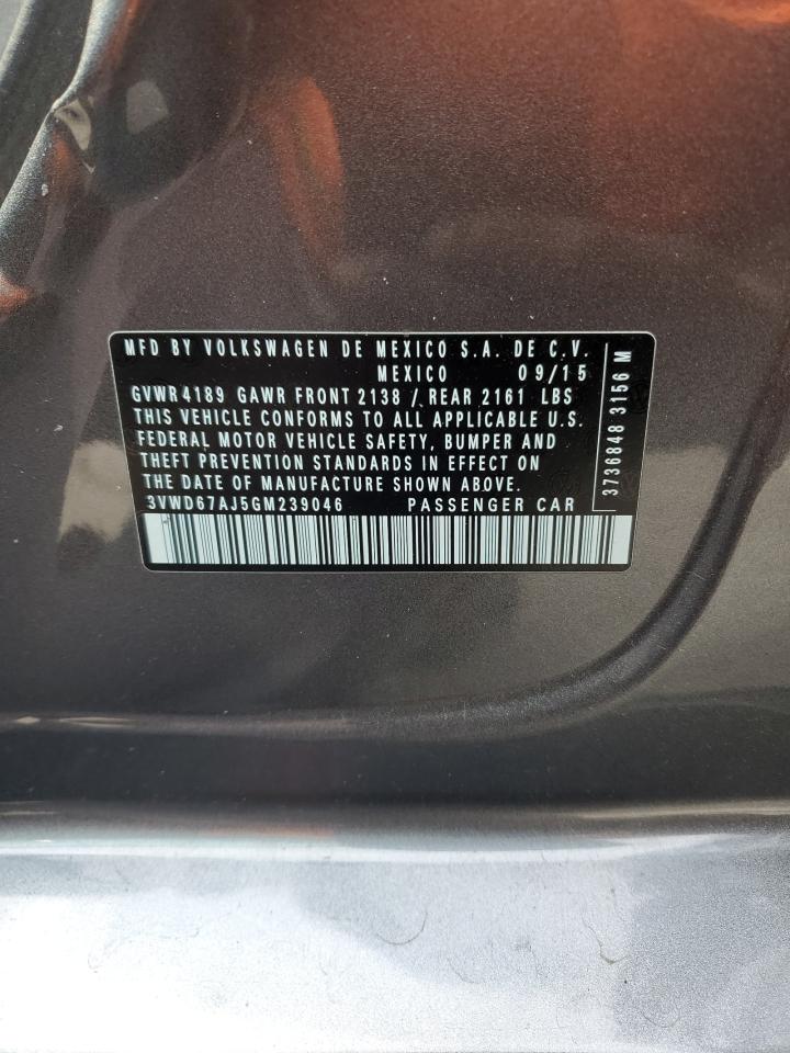 2016 Volkswagen Jetta VIN 3VWD67AJ5GM239046 Copart auction photo, side damage thumbnail 14