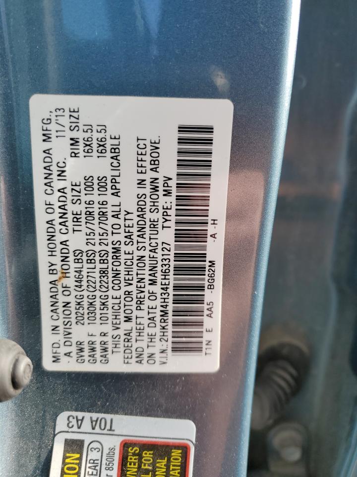 2014 Honda CR-V VIN 2HKRM4H34EH633127 Copart auction photo, undercarriage damage thumbnail 14