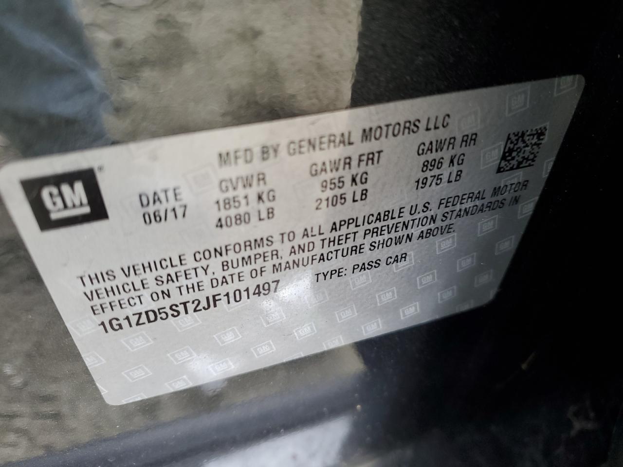 2018 Chevrolet Malibu VIN 1G1ZD5ST2JF101497 Copart auction photo, front end / minor dent/scratches damage thumbnail 13