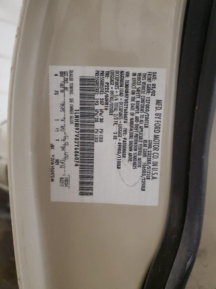 2002 Lincoln Continental VIN 1LNHM97V82Y686074 Copart auction photo, mechanical damage thumbnail 12