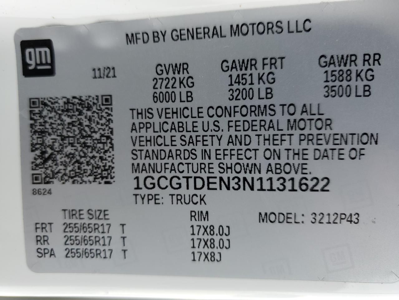 2022 Chevrolet Colorado VIN 1GCGTDEN3N1131622 Copart auction photo, rear end / side damage thumbnail 14