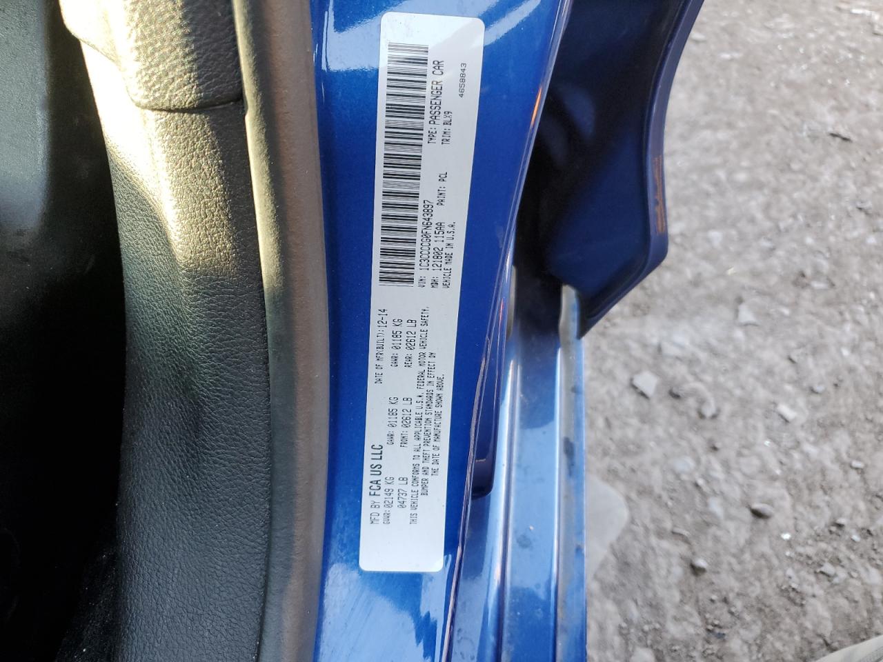 2015 Chrysler 200 VIN 1C3CCCCG0FN643897 Copart auction photo, front end damage thumbnail 15