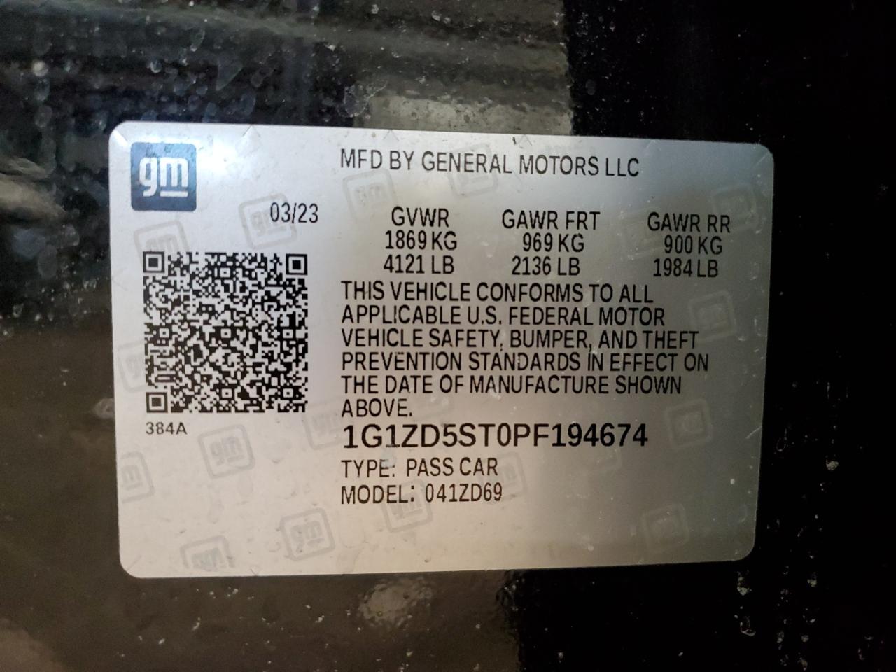 2023 Chevrolet Malibu VIN 1G1ZD5ST0PF194674 Copart auction photo, front end damage thumbnail 12
