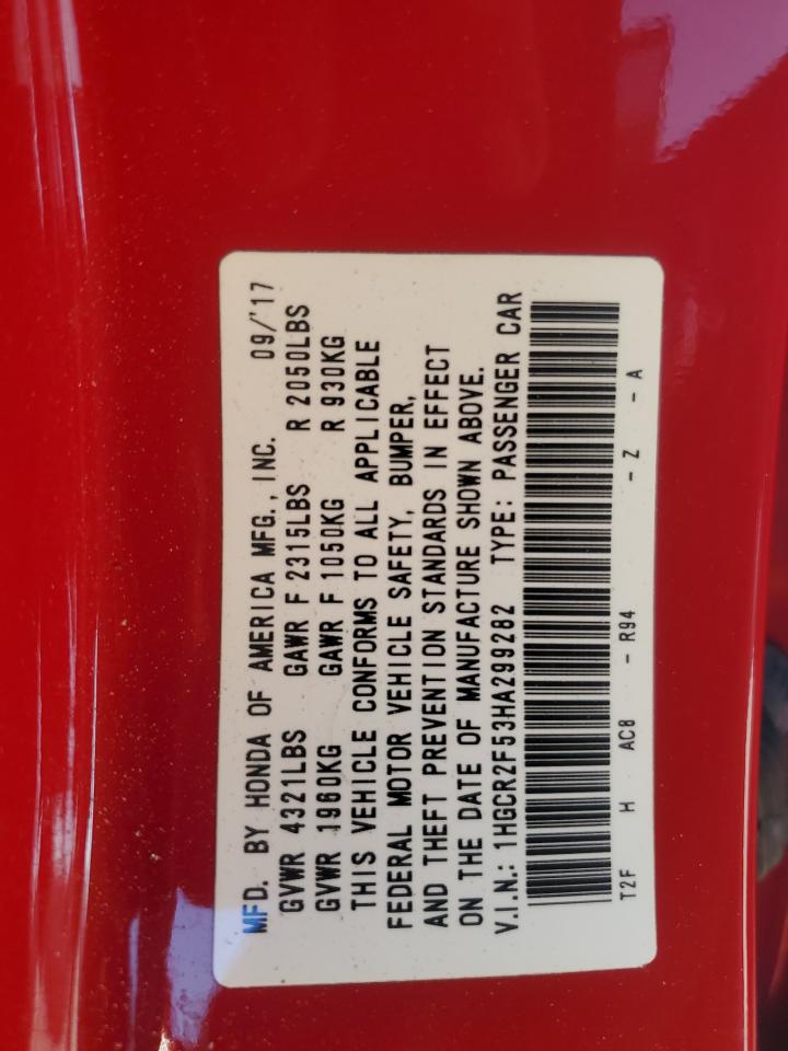 2017 Honda Accord VIN 1HGCR2F53HA299282 Copart auction photo, front end damage thumbnail 15