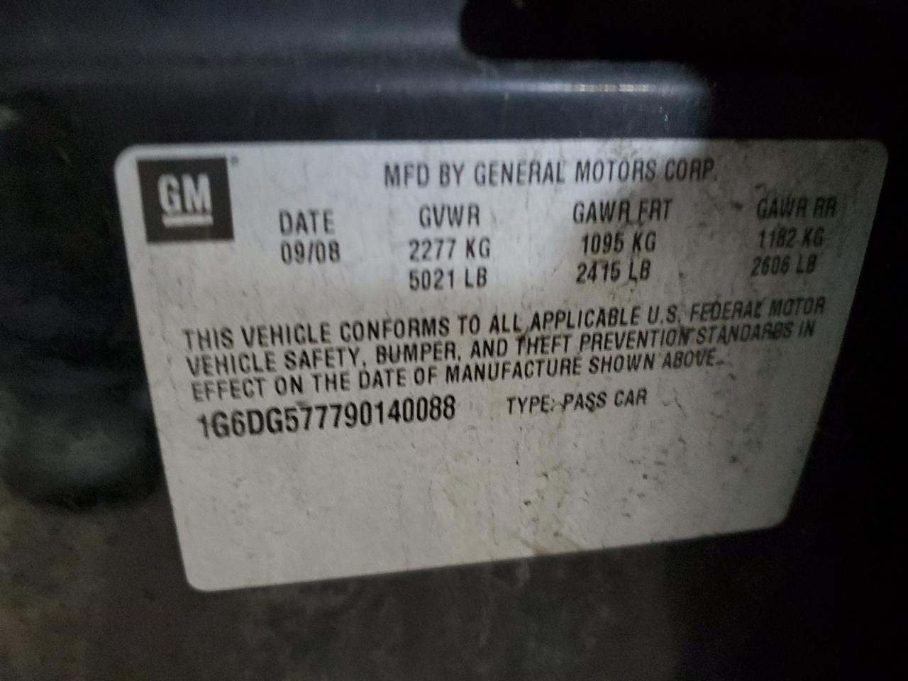 2009 Cadillac CTS VIN 1G6DG577790140088 Copart auction photo, rear end damage thumbnail 12