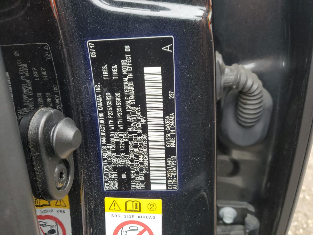 2017 Lexus RX VIN 2T2BGMCA9HC015366 Copart auction photo, front end damage thumbnail 13