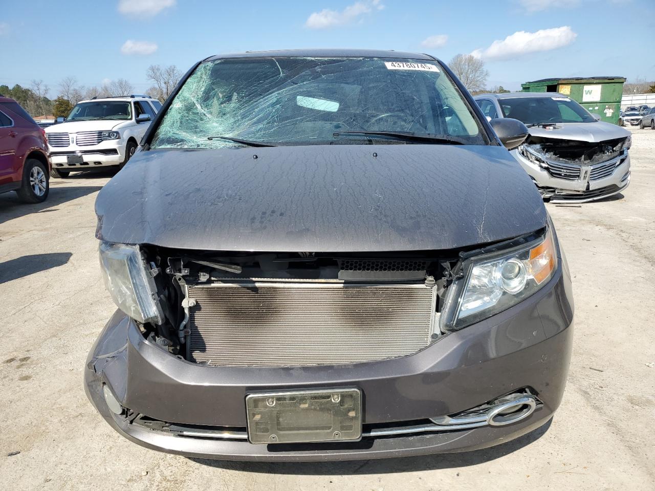 2014 Honda Odyssey VIN 5FNRL5H94EB060418 Copart auction photo, front end / side damage thumbnail 5