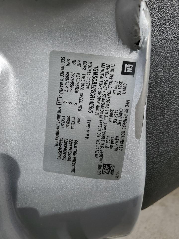 2012 Chevrolet Tahoe VIN 1GNSCBE02CR145696 Copart auction photo, front end / side damage thumbnail 13