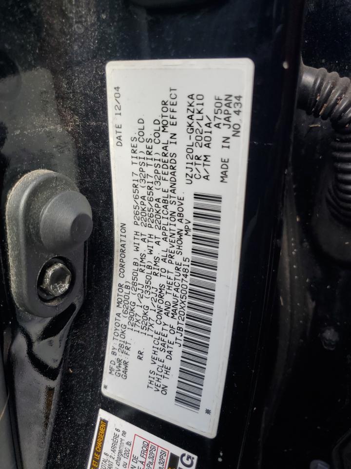 2005 Lexus GX VIN JTJBT20XX50074815 Copart auction photo, water/flood damage thumbnail 14