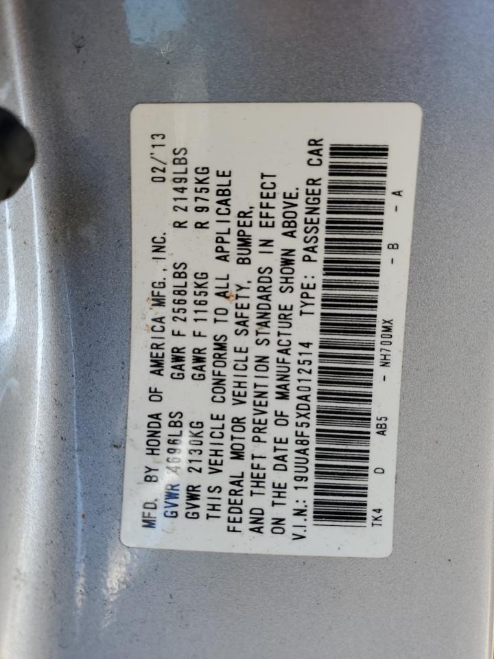 2013 Acura TL VIN 19UUA8F5XDA012514 Copart auction photo, front end damage thumbnail 12