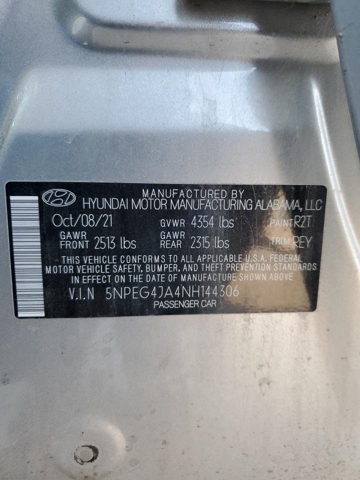 2022 Hyundai Sonata VIN 5NPEG4JA4NH144306 Copart auction photo, all over damage thumbnail 15