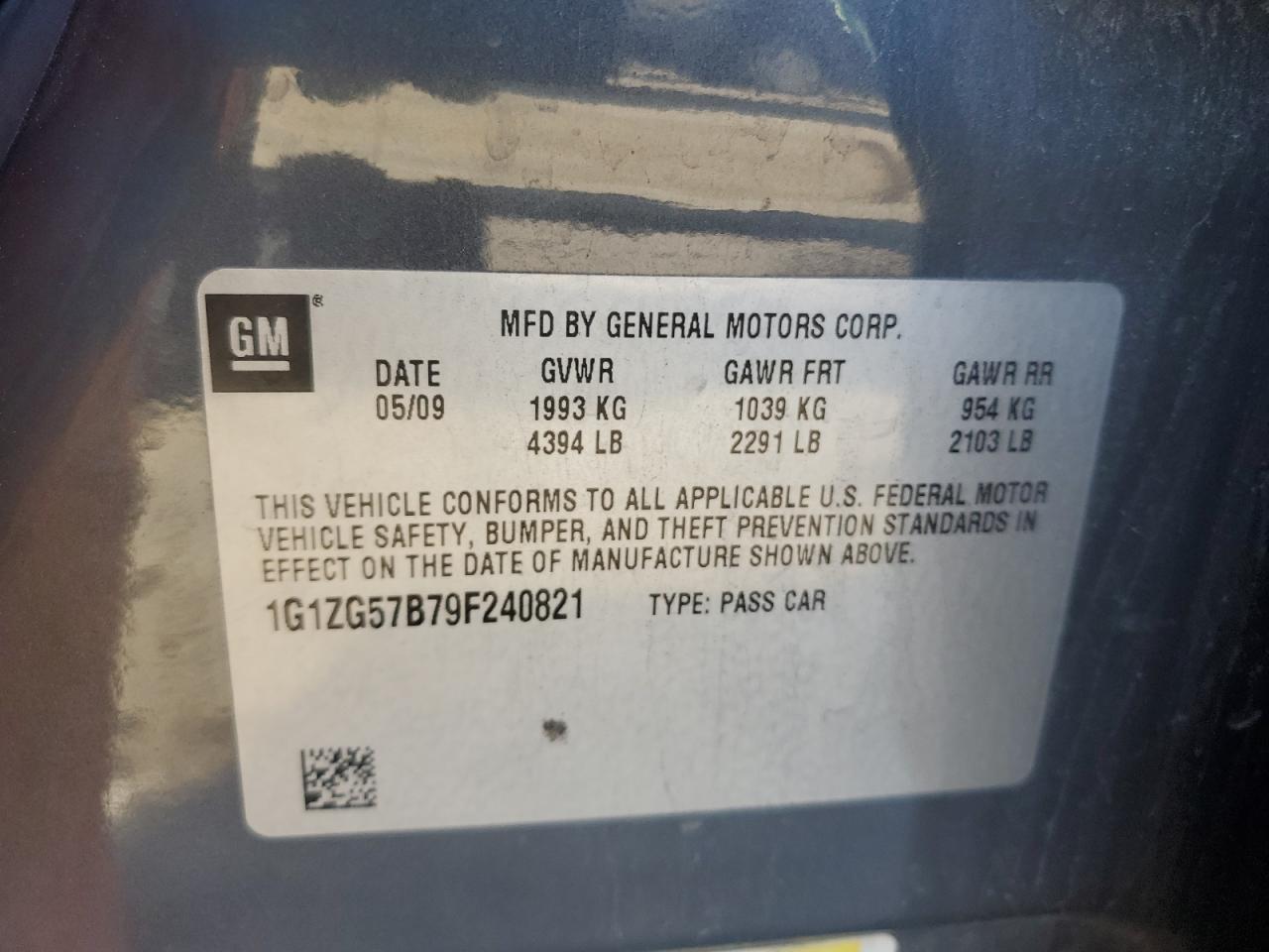 2009 Chevrolet Malibu VIN 1G1ZG57B79F240821 Copart auction photo, rear end / front end damage thumbnail 12