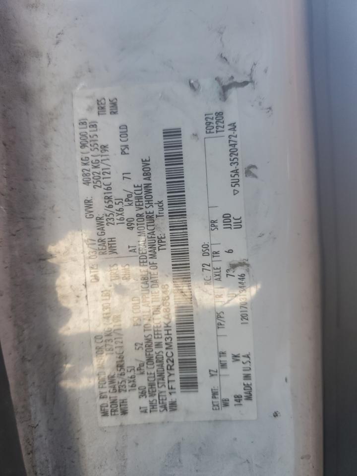 2017 Ford Transit VIN 1FTYR2CM3HKA86648 Copart auction photo, rear end damage thumbnail 15
