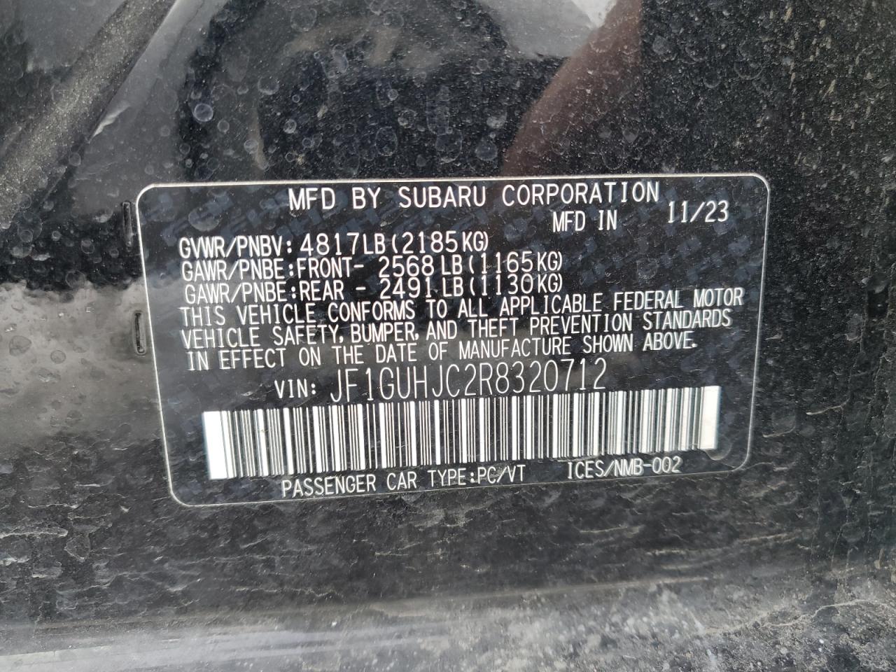 2024 Subaru Impreza VIN JF1GUHJC2R8320712 Copart auction photo, rear end damage thumbnail 12