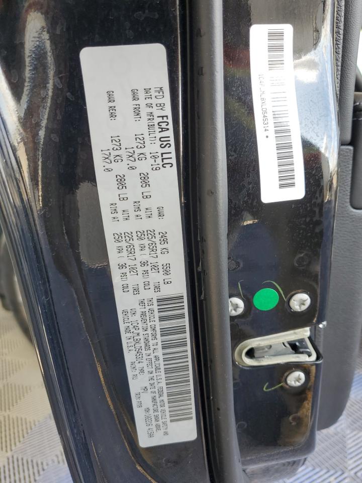 2020 Jeep Grand Cherokee VIN 1C4PJMLBXLD545314 Copart auction photo, side / front end damage thumbnail 13