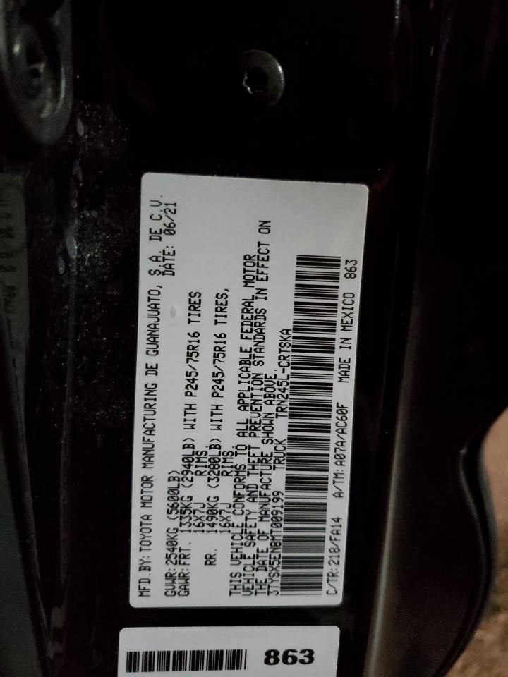 2021 Toyota Tacoma VIN 3TYSX5EN8MT009199 Copart auction photo, front end damage thumbnail 12