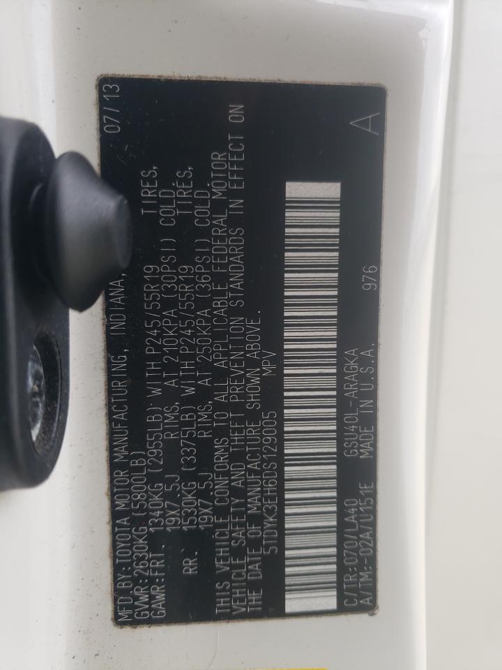 2013 Toyota Highlander VIN 5TDYK3EH6DS129005 Copart auction photo, front end / minor dent/scratches damage thumbnail 15